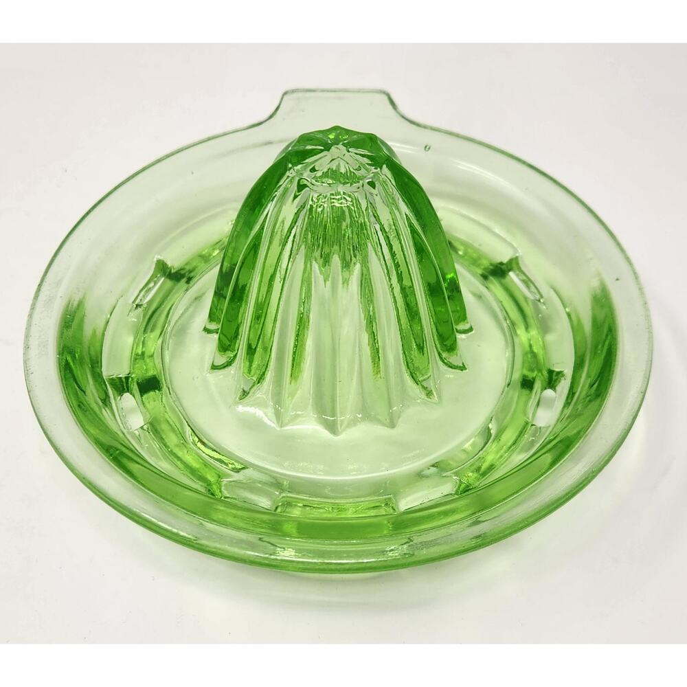 Vintage Uranium Green Glass Citrus Lemon Juicer Reamer | Depression Glass
